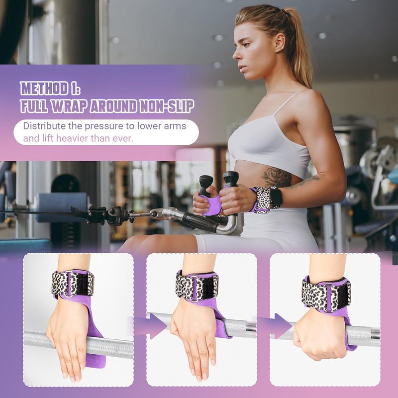 COFOF Weight Lifting Wrist Strap, Double Layer Leather Wrist Strap for Deadlift and Powerlifting, Adjustable Neoprene Padded Gym Workout Lifting Hooks (Pair) - Image 5